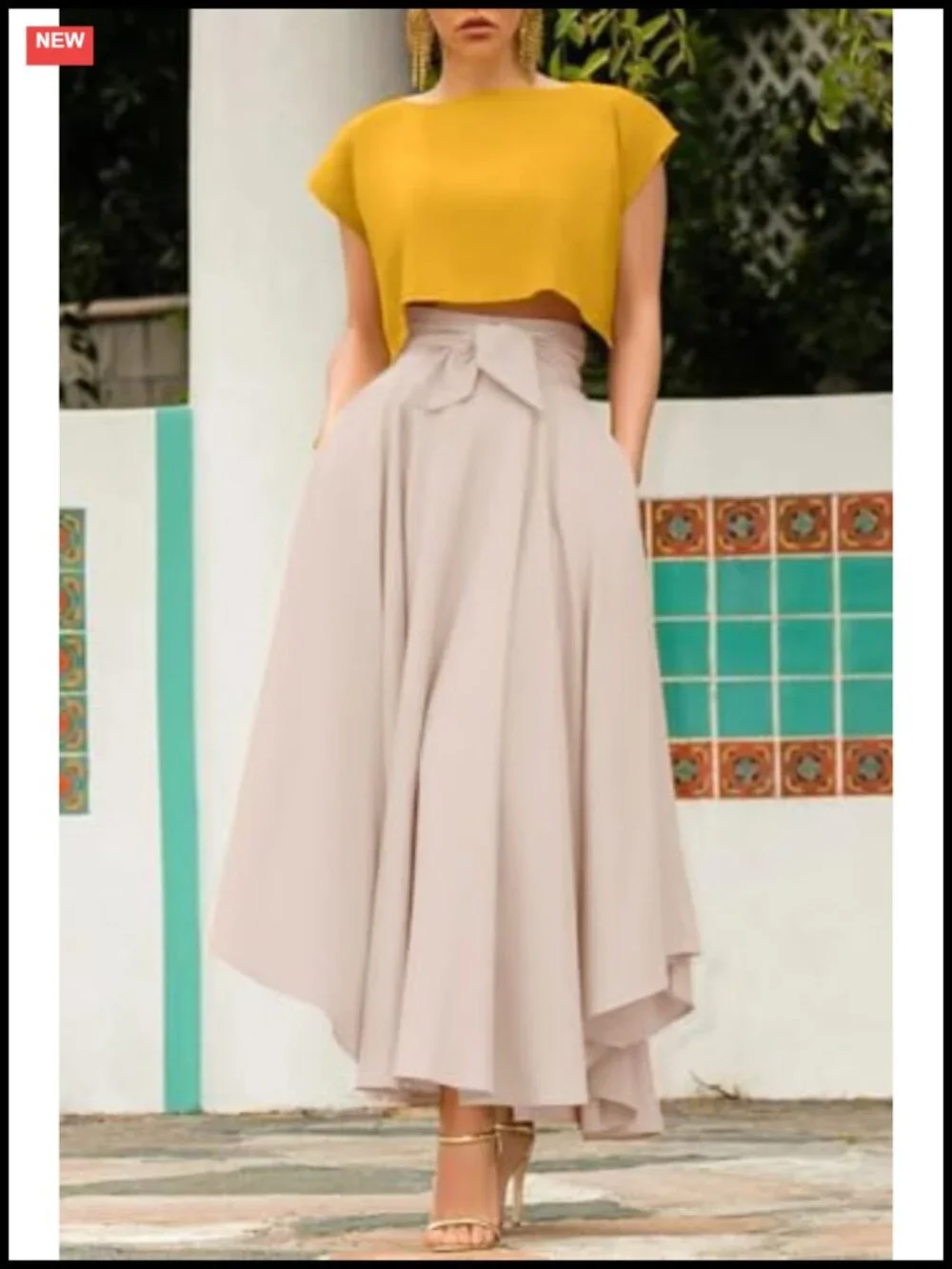 Womens High Waisted Maxi Skirt Side Slit Bohemian Flowy with Pockets